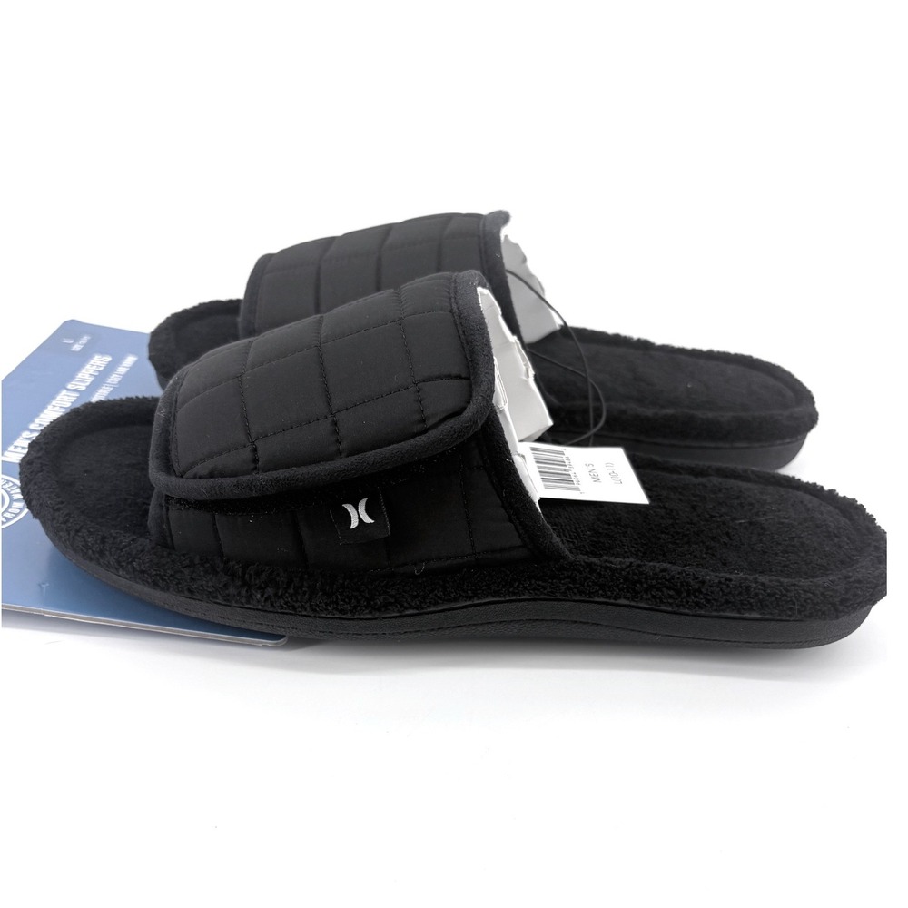 Hurley Mens Comfort Slippers Light Grey Memory Foam Slides H-PLUFF3 Size L 10-11